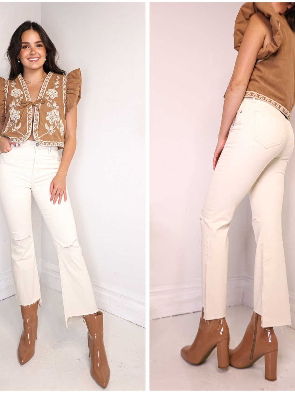 Hidden Jeans, Happi Crop Flare Jeans In Cream/Sea Salt, NWT